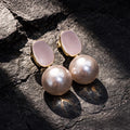 The Aurora Drop | Translucent Blush & Oversized Pearl Statement Earrings