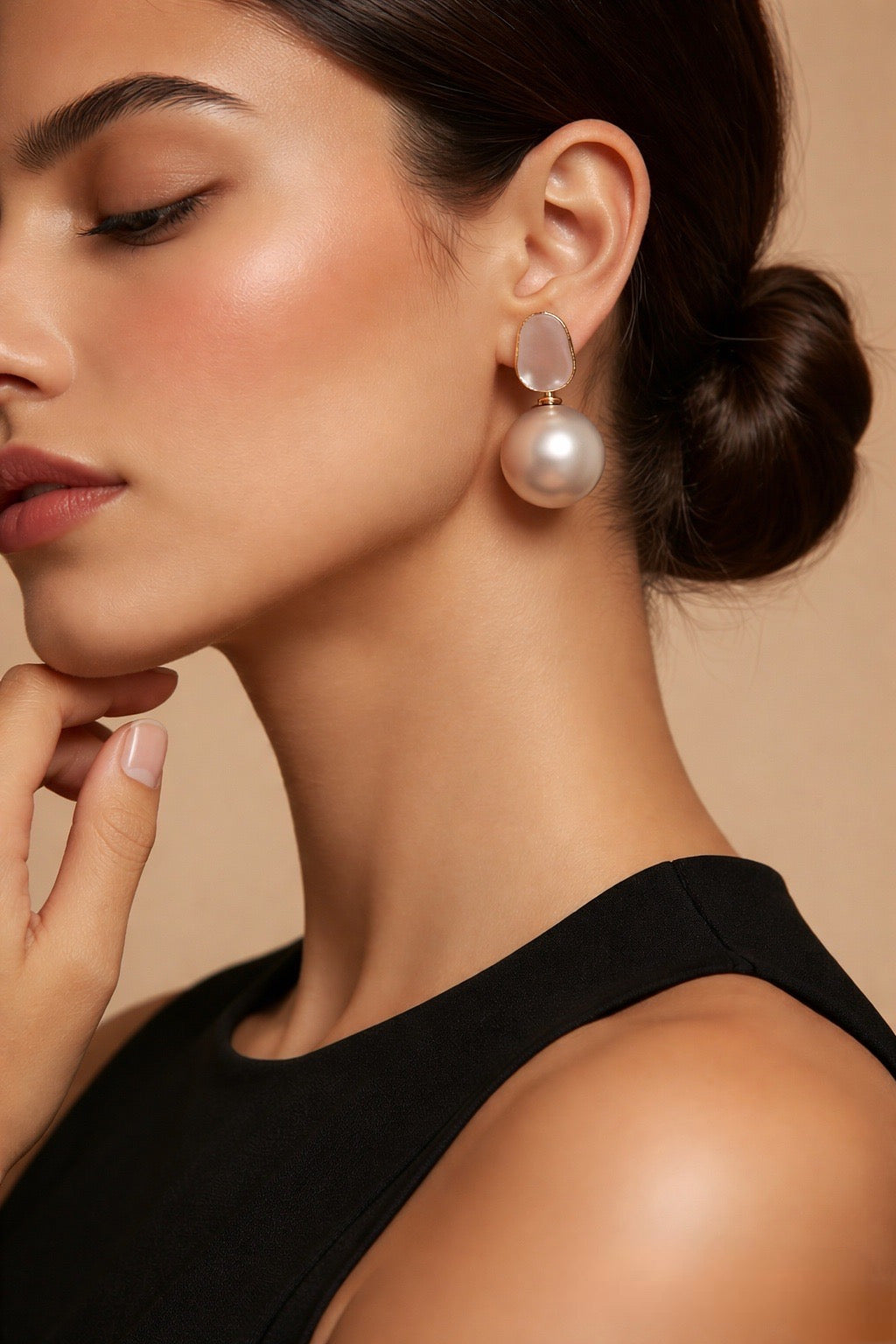 The Aurora Drop | Translucent Blush & Oversized Pearl Statement Earrings